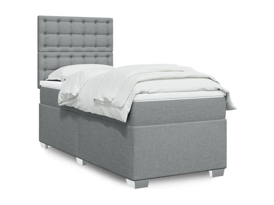 Base letto e materasso Artvivrestore, grigio chiaro, 90x190 cm, tessuto, 69480NZSW