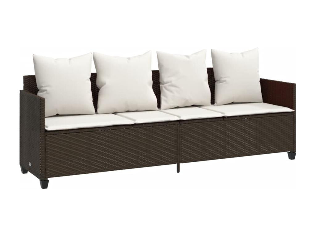 Set di mobili da giardino 5 pezzi con cuscini, resina intrecciata marrone, 95458SDSY