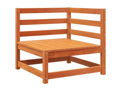 Set di mobili da giardino da 7 pezzi, finitura cerata marrone, legno massello di pino, 33276EFGJ