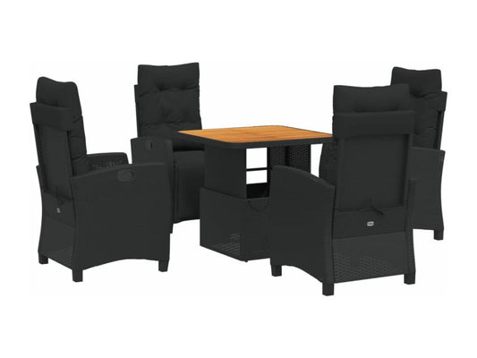 Set da pranzo da giardino 5 pezzi con cuscini, resina di vimini nera 31860UUED