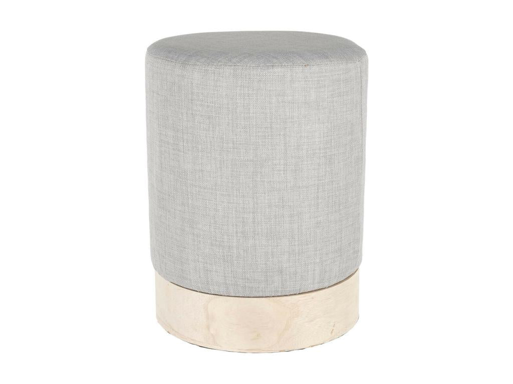 Artvivrestore - Pouf in tessuto grigio chiaro con base effetto legno 80671SQSJ