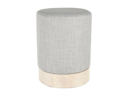 Artvivrestore - Pouf in tessuto grigio chiaro con base effetto legno 80671SQSJ