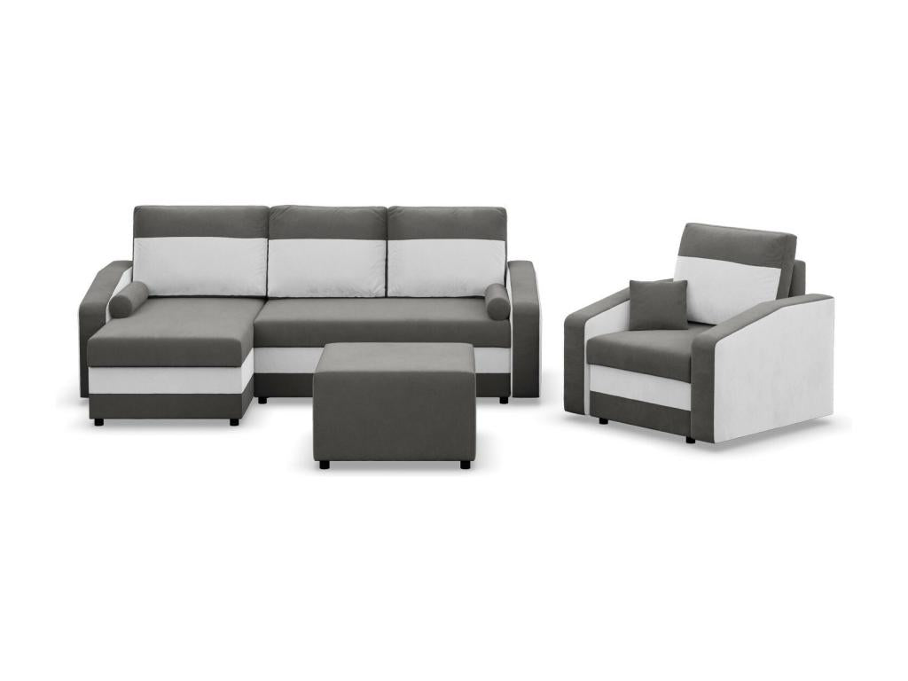 Divano a 2 posti con funzione letto, nero e bianco, 00951QZHM