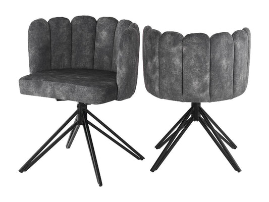 Set di 6 sedie girevoli in velluto - schienale a petalo - Grigio 56389RJHU