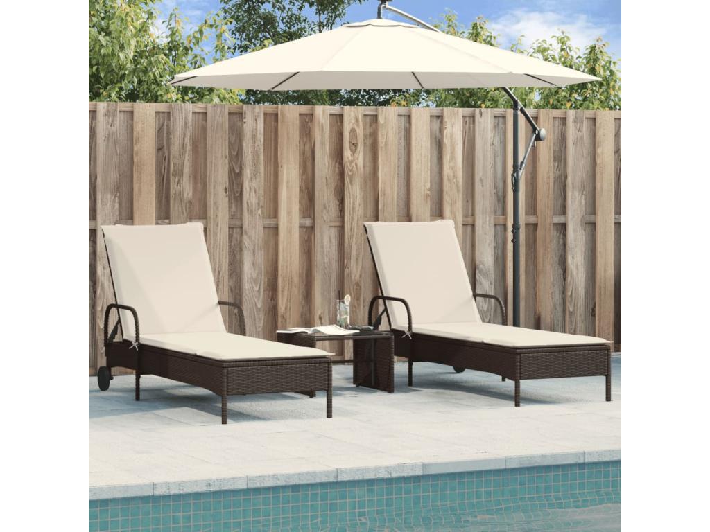 Poltrone lounge con cuscini, set da 2, resina intrecciata marrone, 16171KSLH