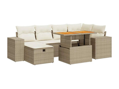 Set di mobili da giardino in vimini di resina beige Calmetop 48619YVIL da 8 pezzi con cuscini