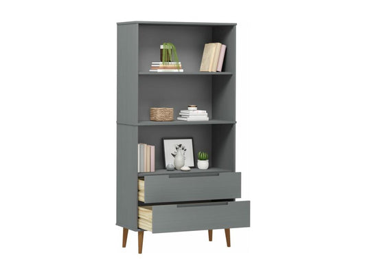 Libreria Calmetop grigia 85x35x170,5 cm in legno massello di pino 91283HCUS