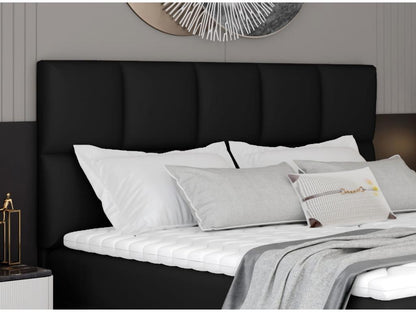 Letto a molle in similpelle nera con materasso e topper Calmetop-140x200 21219ASGT