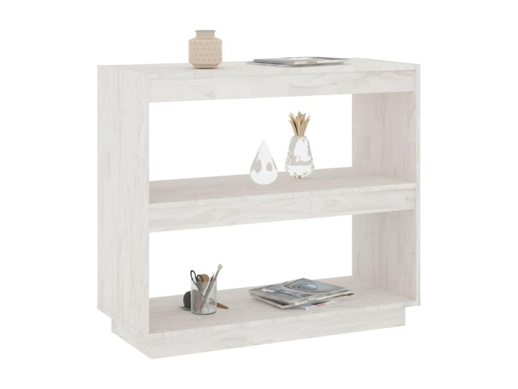 Libreria bianca 80x35x71 cm Legno massello di pino 23664FZVW