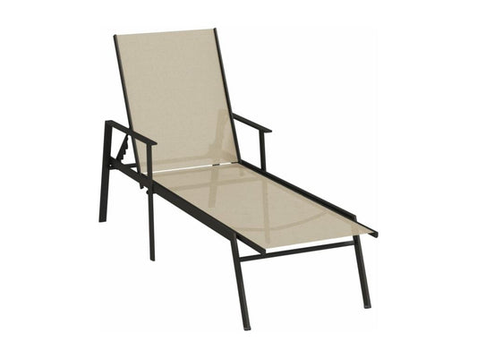 Chaise longue in acciaio e tessuto textilene crema 38552LVLP