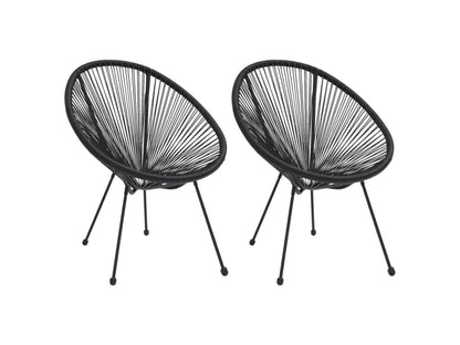 Sedie da giardino a forma di luna, 2 pezzi, rattan nero, 39974IJCU