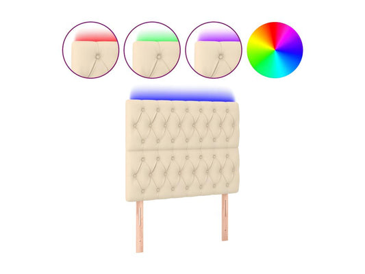 Testiera LED color crema 100x7x118/128 cm Tessuto 61820CFLB