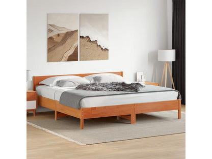 Struttura letto e testiera marrone 200x200 legno di pino 47122UHNP