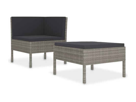 Set di mobili da giardino 2 pezzi con cuscini, resina di vimini grigia, 48283NLLS