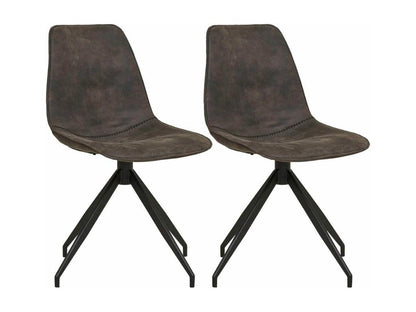 Artvivrestore - Set di 2 sedie in tessuto microfibra grigio scuro con base girevole in metallo nero 84900TAQR