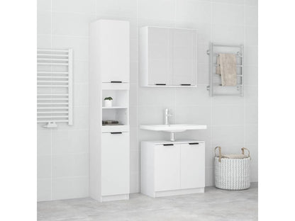 Set di mobili da bagno da 3 pezzi, legno ingegnerizzato bianco, 79285NLZE