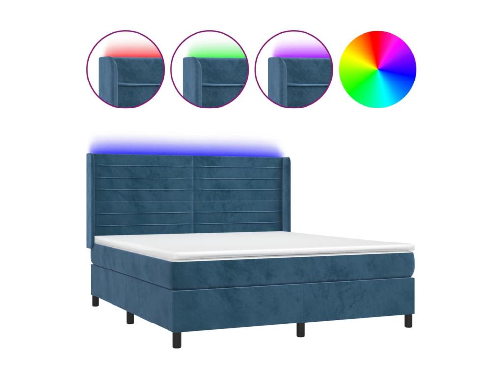Base letto Nidchicshop con materasso e luce LED, blu scuro, 160x200 cm, 10998DJTY