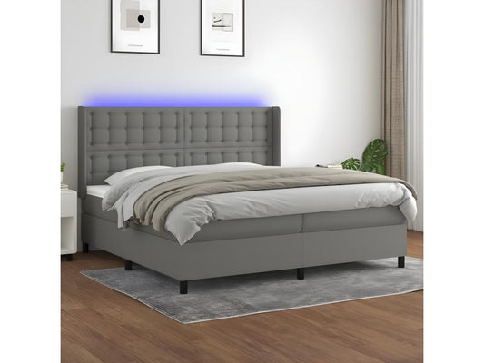 Base letto Calmetop con materasso LED, grigio scuro, 200x200 cm, tessuto, 88071FQCC