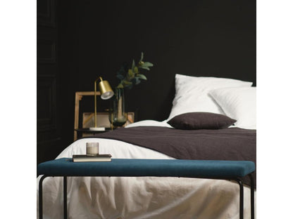 Panca in velluto a coste Cosy - Blu pavone - L 110 x P 40,5 x A 42 cm 79952NNEO