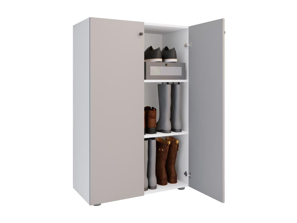 Artvivrestore XL Scarpiera grande in legno, mobile da ingresso Artvivrestore, 3 scomparti, bianco/grigio 06660XWPO