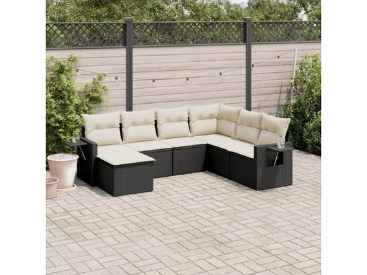 Set di mobili da giardino 7 pezzi con cuscini, vimini in resina nera 23910YYII