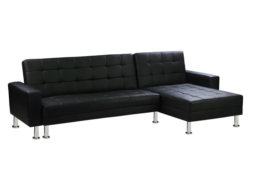 Divano angolare trasformabile e reversibile Calmetop - 258x82/147x82 cm - 4 posti - Nero 15505KGHT