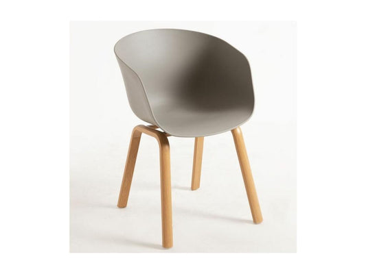 Sedia scandinava con braccioli grigi e gambe naturali Wau 94444HKZL