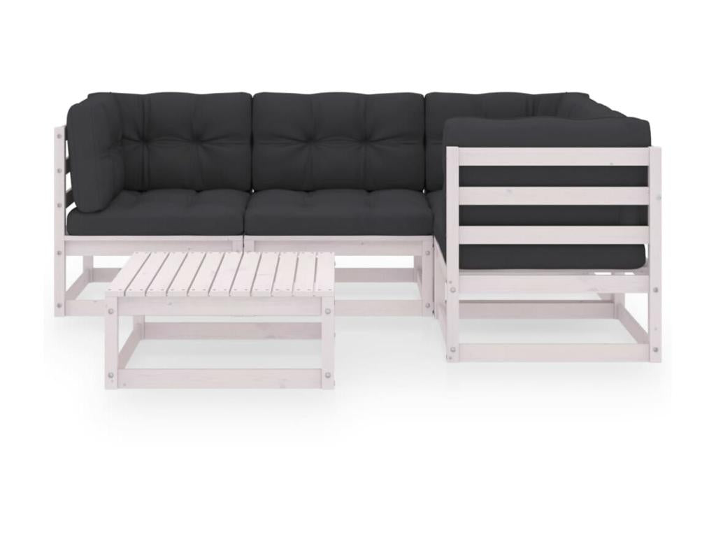 Set di mobili da giardino 5 pezzi con cuscini, legno di pino massiccio, 51 57394UUDS