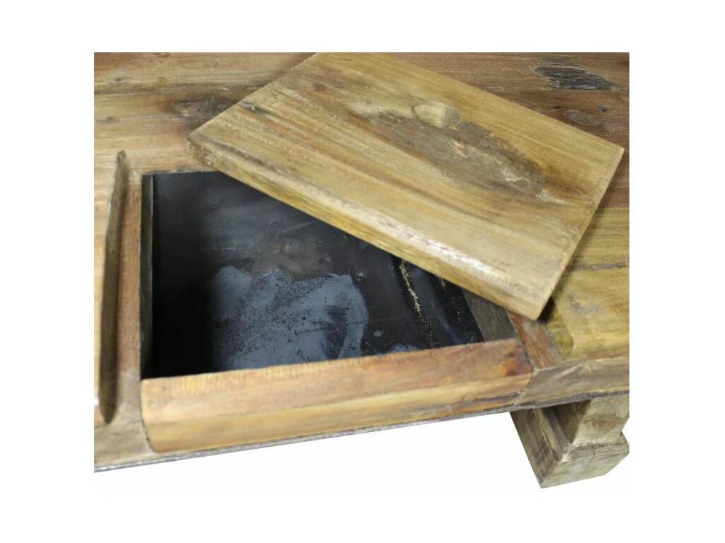 Tavolino rettangolare in legno massello riciclato e metallo zincato, Artvivrestore 37539JTZQ