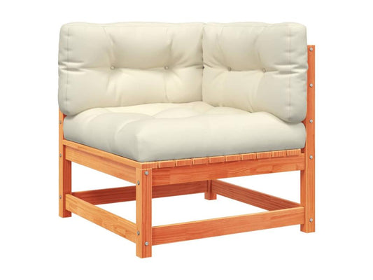 Set di mobili da giardino da 9 pezzi con cuscini, finitura cerata marrone, legno massello di pino 40771FVEQ