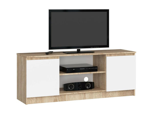 Maisonpuretop Mobile TV in rovere per soggiorno, 140 cm, 2 ante, frontale bianco, 2 ripiani, 140x40x55 cm, 00121CJZZ