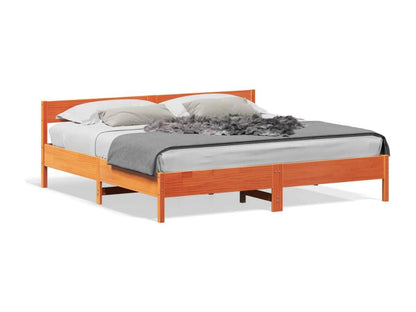 Struttura letto e testiera marrone 200x200 legno di pino 47122UHNP