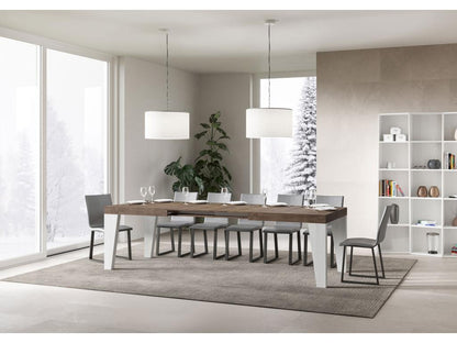 Tavolo allungabile Naxy Mix 90x160/420 cm, piano noce, gambe frassino bianco, 21704OBEI