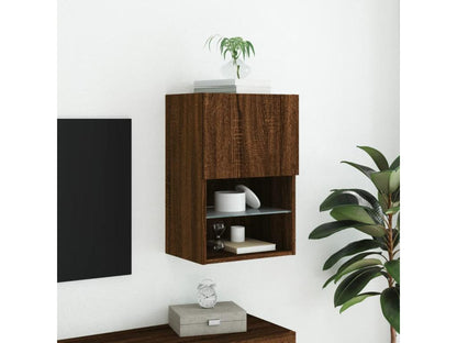 Mobile porta TV con illuminazione LED integrata, finitura rovere marrone, 40,5x30x60 cm, 25597YEVF