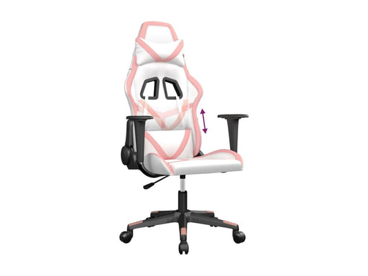 Sedia da gaming, similpelle bianca e rosa, 81385CXDP