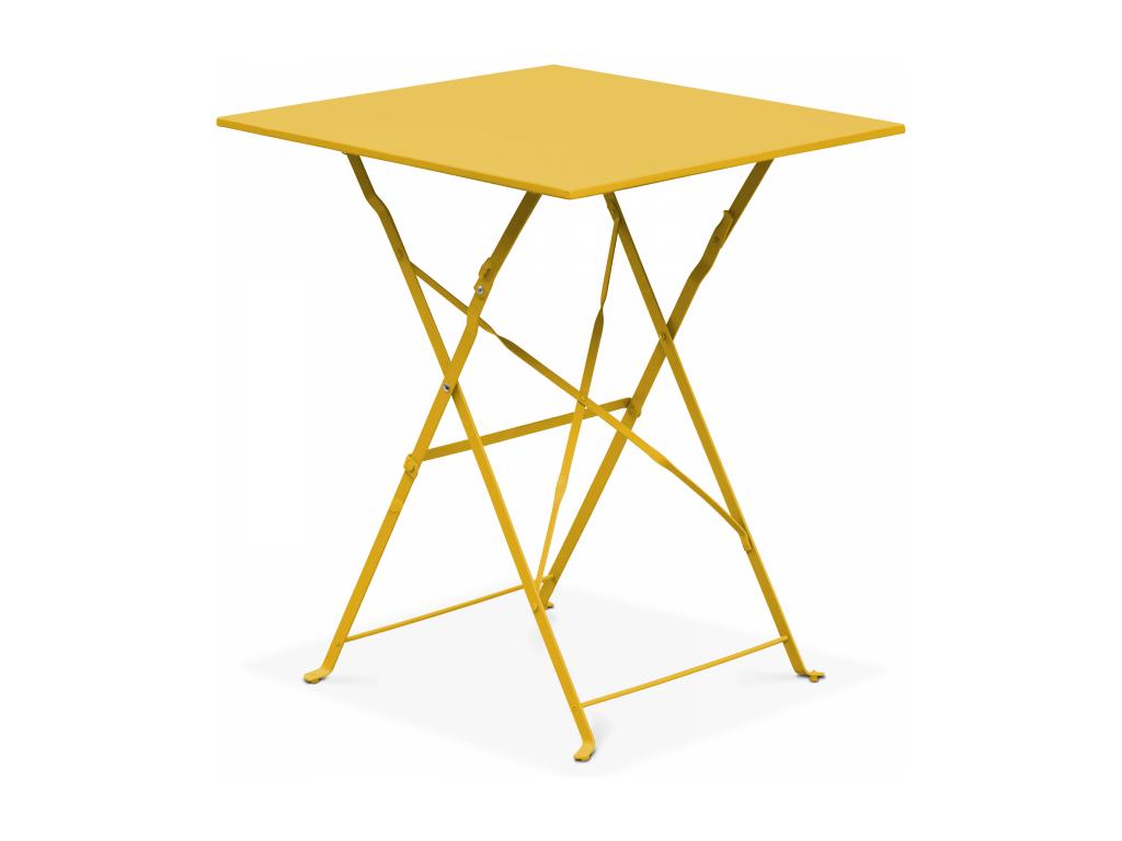 Tavolo da giardino pieghevole da bistrot in acciaio giallo 50421ZMVP