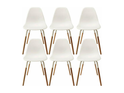 Maisonpuretop - Set di 6 sedie in polipropilene bianco e legno 43163TOCK
