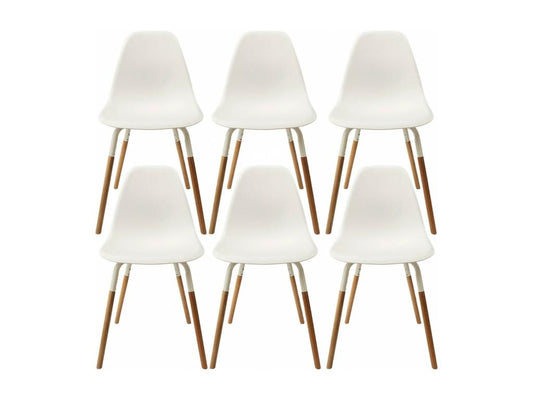 Maisonpuretop - Set di 6 sedie in polipropilene bianco e legno 43163TOCK