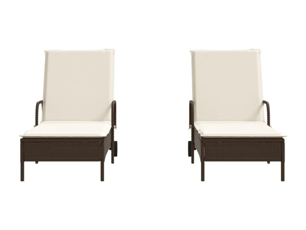 Poltrone lounge con cuscini, set da 2, resina intrecciata marrone, 16171KSLH