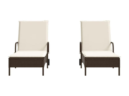 Poltrone lounge con cuscini, set da 2, resina intrecciata marrone, 16171KSLH