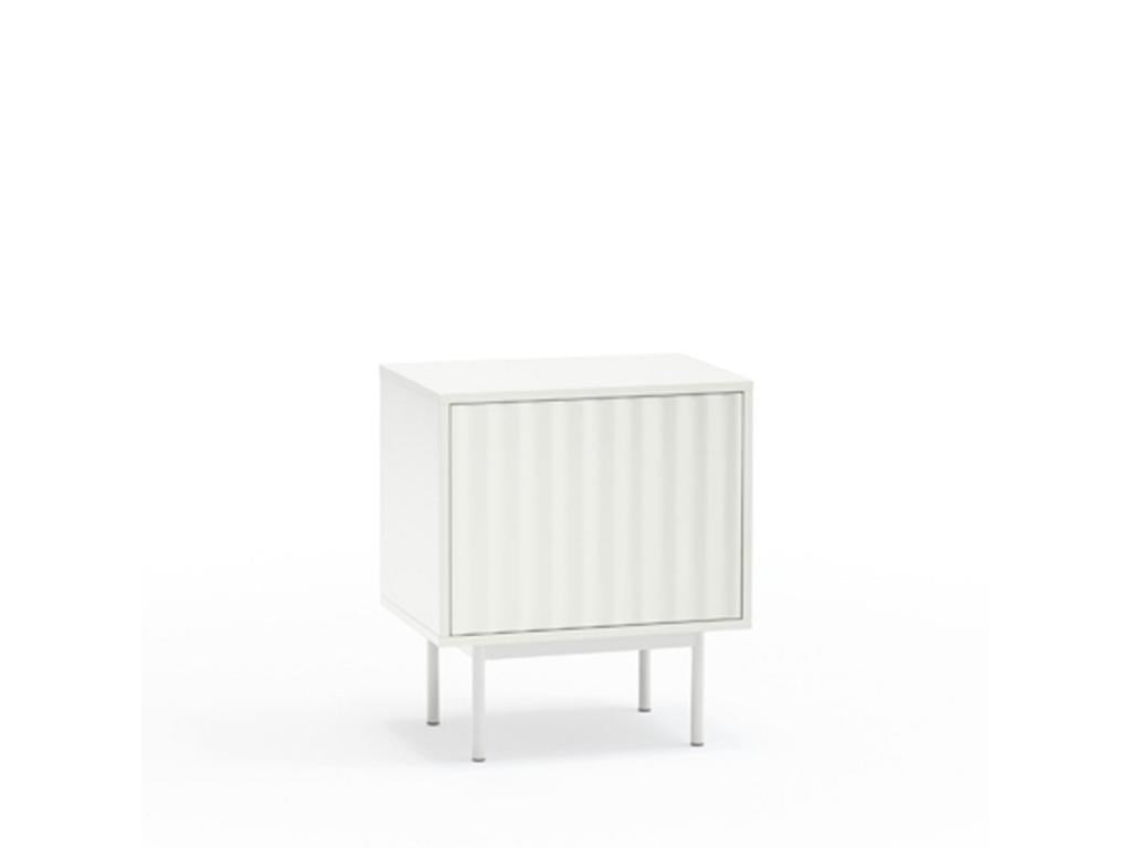 Maisonpuretop - Comodino con 1 anta e 2 cassetti in legno - Bianco 73182RWTK