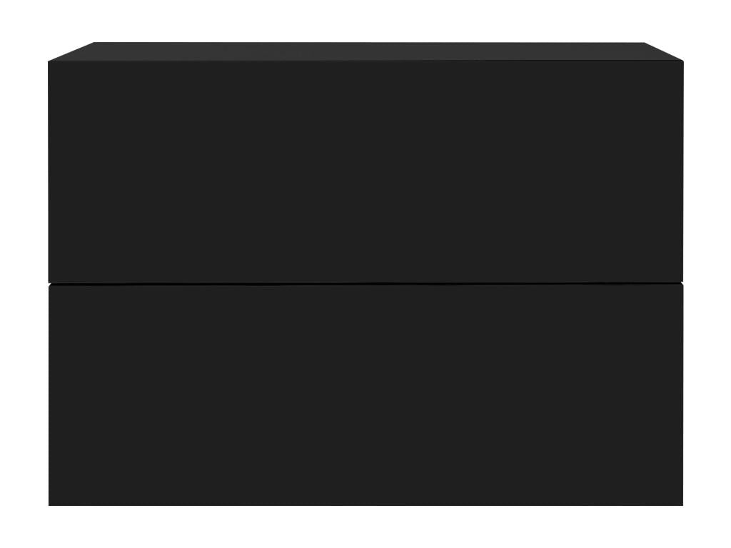 Comodino sospeso con 2 cassetti, cassettiera, comodino, nero opaco, 42x29x30 cm, 13906OHBI