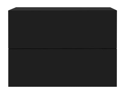 Comodino sospeso con 2 cassetti, cassettiera, comodino, nero opaco, 42x29x30 cm, 13906OHBI