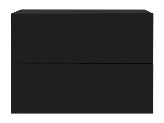 Comodino sospeso con 2 cassetti, cassettiera, comodino, nero opaco, 42x29x30 cm, 13906OHBI