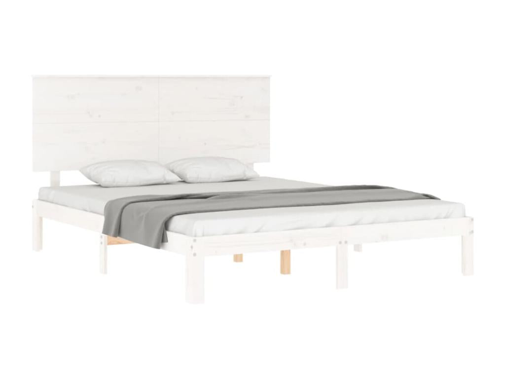 Struttura letto in legno massello Calmetop con testiera bianca 24905RVOE