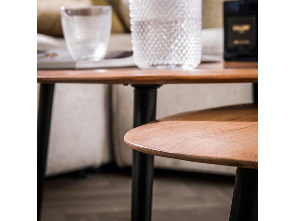 Tavolino da caffè in legno a forma di ciottolo Maisonpuretop, set da 2, Maisonpuretop 03866OFBK