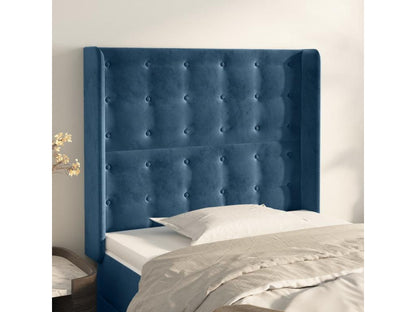 Testiera con ali, Blu scuro, 103x16x118/128 cm, Velluto, 18330BXLL