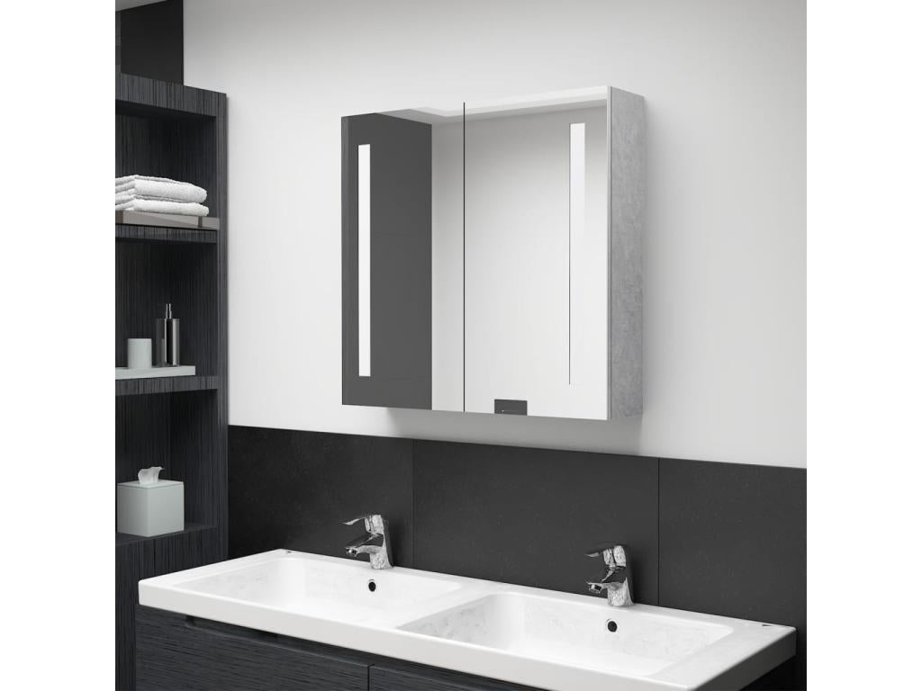 Mobile bagno con specchio LED, grigio cemento, 62x14x60 cm, 08857YVFK