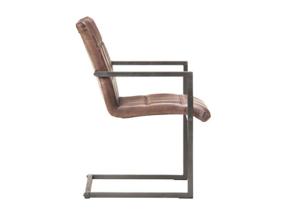 Sedie da pranzo a sbalzo, set da 6, vera pelle marrone, 08790LJVE