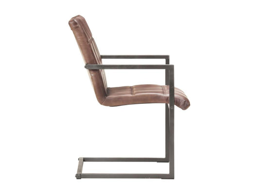 Sedie da pranzo a sbalzo, set da 6, vera pelle marrone, 08790LJVE